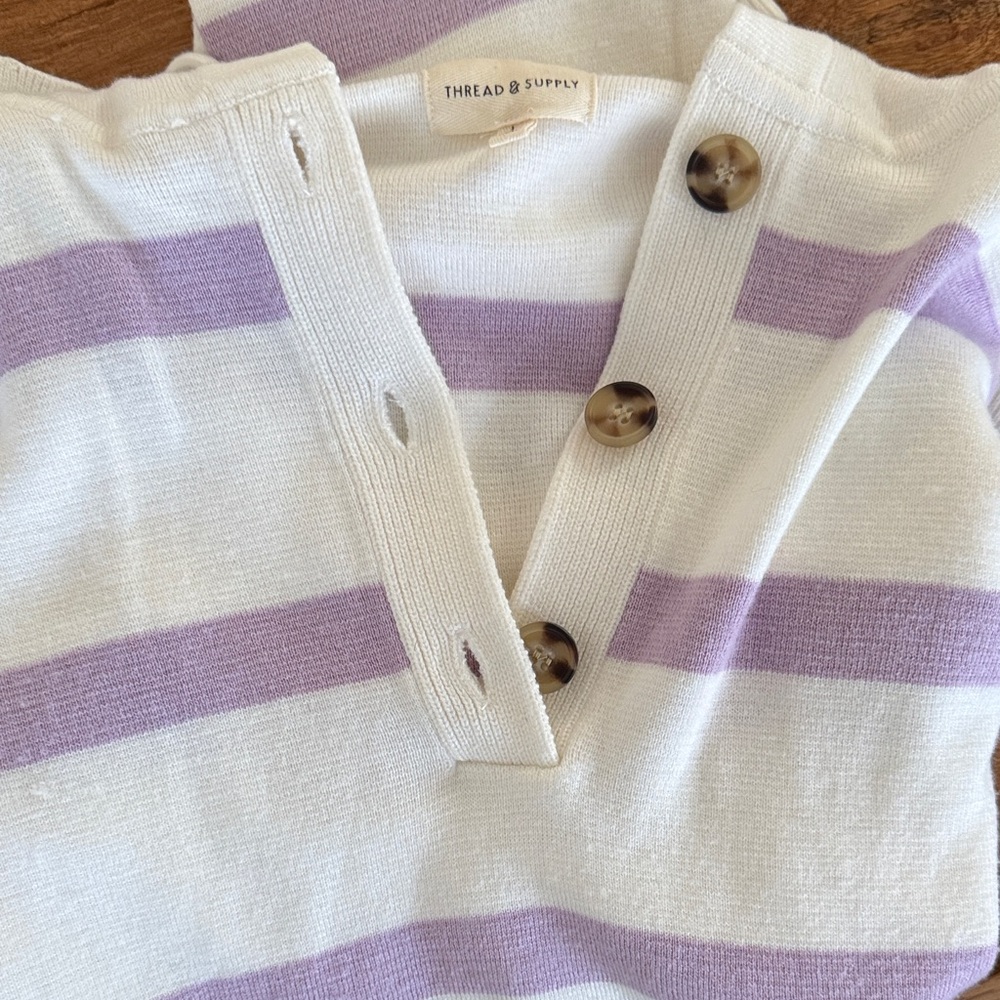 Thread & Supply Lavender and White Buttoned Top
